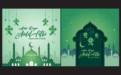 Muslimska abstrakt hälsning banners. Islamisk ikon designmall v.4