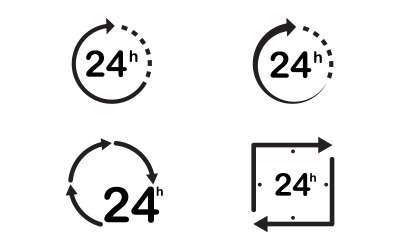Snabbare leverans 24 timmars ikon vektorillustration designmall v.4