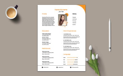 Elegant White And Mustard Color Resume Template