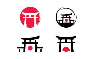 Illustrazione del cancello Torii giapponese, semplice design del logo del cancello Torii vettore 15