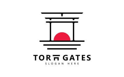 Illustrazione del cancello Torii giapponese, semplice design del logo del cancello Torii vettore 2