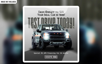 Modèle de bannière PSD promotionnelle pour les réseaux sociaux avec test de voiture créatif