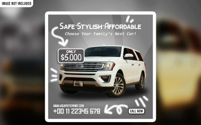 Modello di banner PSD promozionale per i social media per la vendita di auto moderne