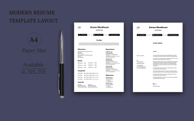 Modello di curriculum elegante di colore bianco