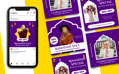 Modello di post Instagram per la vendita del Ramadan