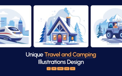 Coffret d&amp;#39;illustrations de voyage et de camping