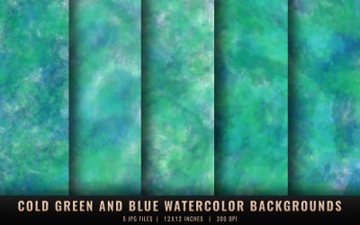 Cold Green and Blue Watercolor Backgrounds