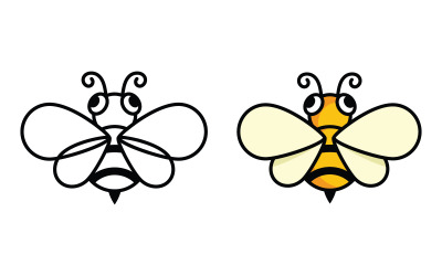 Dier schattig Bij vector pictogram illustratie ontwerp sjabloon v.10