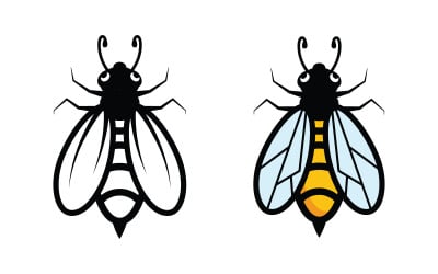 Djur söta bee vektor ikon illustration designmall v.4