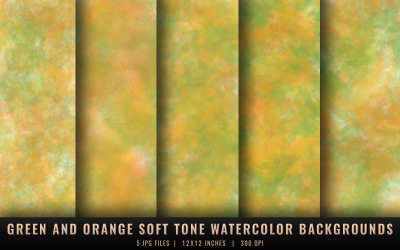 Green and Orange Soft Tone Watercolor Backgrounds
