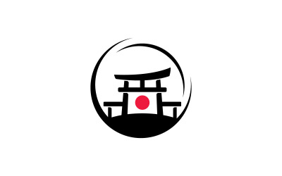 Illustrazione del cancello Torii giapponese, semplice design del logo del cancello Torii vettore 11