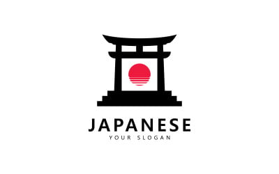 Illustrazione del cancello Torii giapponese, semplice design del logo del cancello Torii vettore 5