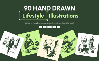 Ilustrações de estilo de vida desenhadas à mão