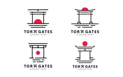 Japanische Torii-Tor-Illustration, einfaches Torii-Tor-Zeichen-Logo-Design, Vektor 14