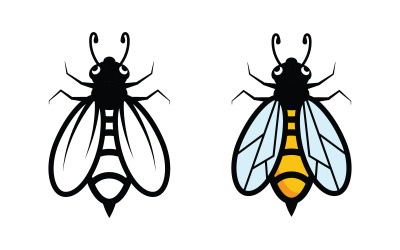 Plantilla de diseño de ilustración de icono de vector de abeja linda animal v.4