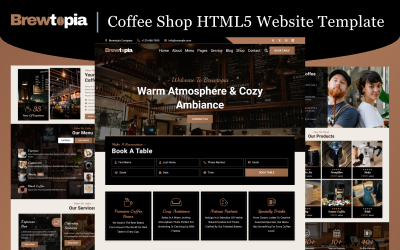 Brewtopia - HTML5-websitesjabloon voor koffieshop