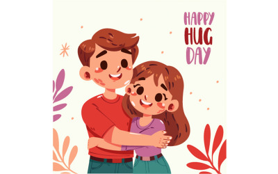 Cheerful Illustration of Couple Hugging