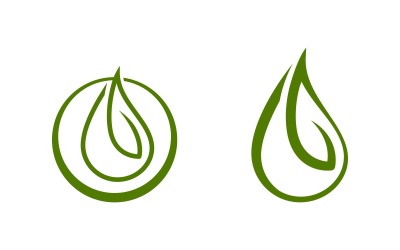 Gota de água com folha eco Logo Template ilustração vetorial design v.2