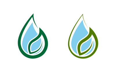 Kropla wody z liściem eko Logo Szablon wektor ilustracja projekt v.1