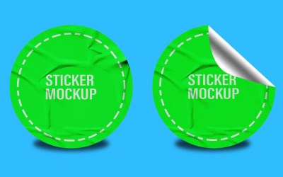 Realistic Peel And Round Sticker Mockup PSD Template