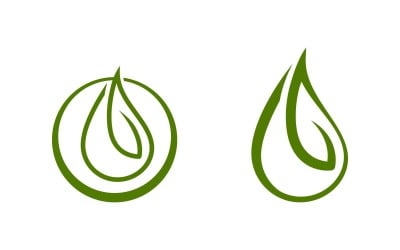 Yapraklı su damlası eko Logo Şablonu vektör çizim tasarımı v.2