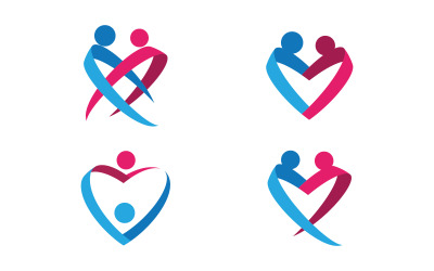 Aşk simgesi Topluluk, ağ ve sosyal logo tasarım şablonu