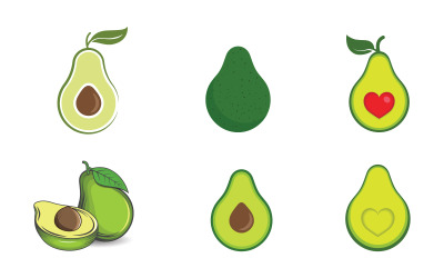 Hälsokost frukt näring Avokado vektor ikon illustration designmall v.2