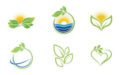 Tree leaf ecology fresh Healthy Logo of green vegan concept element vector v.3