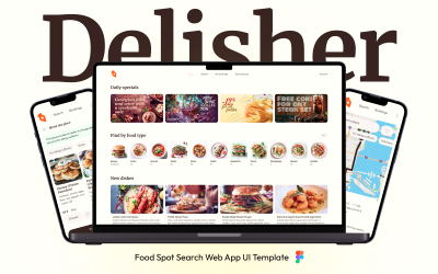 Delisher — Modello di interfaccia utente dell&amp;#39;app Web di ricerca di Food Spot