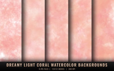 Dreamy Light Coral Watercolor Backgrounds