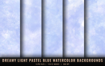Dreamy Light Pastel Blue Watercolor Backgrounds