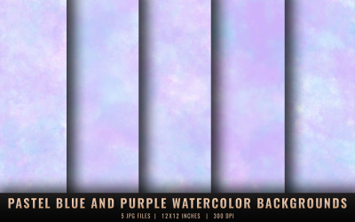 Pastelblauwe en paarse aquarelachtergronden