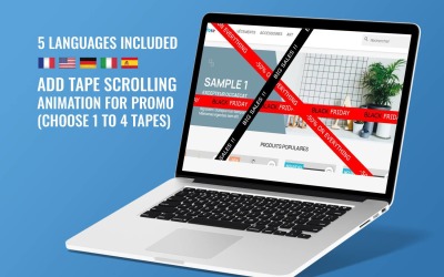 Animacja przewijania taśmy od 1 do 4 w celach sprzedaży/promocji