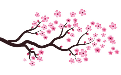 Branche d&amp;#39;arbre Sakura Beauté Japon fleur voyage Vector icon illustration design v.10