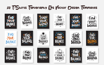 20 Bundle find your balance typography t-shirt vector templates
