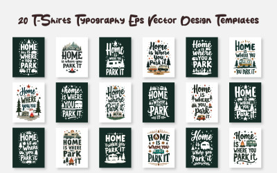 20 Bundle Home is Where You Park It typography t-shirt vector templates