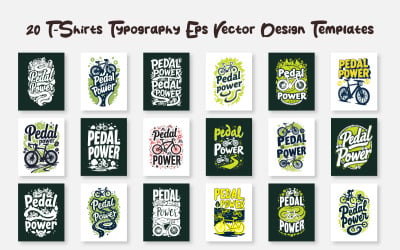 20 Bundle Pedal Power typography t-shirt vector templates