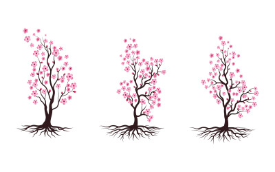 Tree Branch Sakura Beauty Japan blomma resor Vektor ikon illustration design v.13