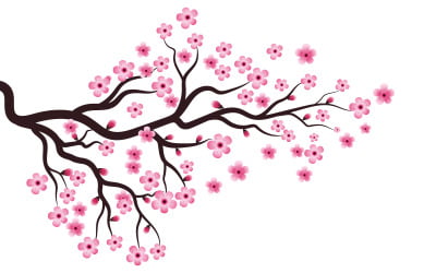 Tree Branch Sakura Beauty Japan blomma resor Vektor ikon illustration design v.9