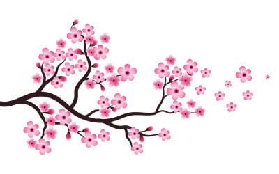 Tree Branch Sakura Beauty japan flower travel Vector icon illustration design v.1