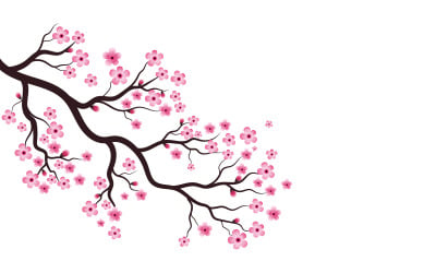 Tree Branch Sakura Beauty japan flower travel Vector icon illustration design v.3