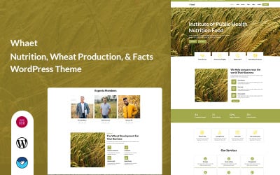 Whaet — тема WordPress для сайтов, посвященных питанию, производству пшеницы и фактам о ней.