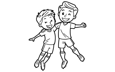 A vector illustration of two happy soccer players