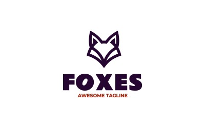 Foxes Line Art Logo Template