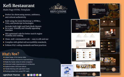 Kefi Cuisine - Mehrseitige Website-Vorlage für griechisches Restaurant