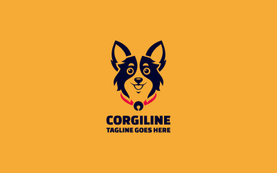 Modello di logo Corgi Line Art