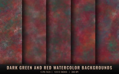 Dark Green and Red Watercolor Backgrounds