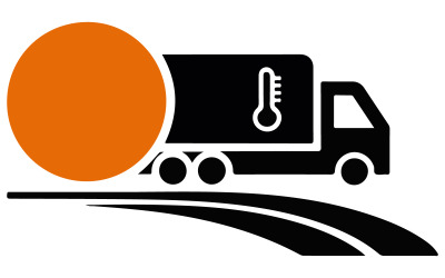 En minimalistisk logotyp för ett kalltransportföretag