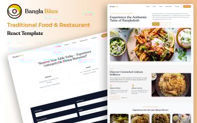 Bangla Bites - Modello di ristorante di cibo tradizionale React