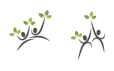 Healthy people life with tree and leaf concept logo design template v.1